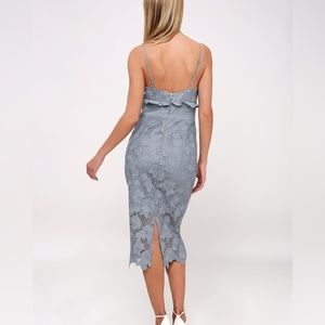 Bardot Vienna Dusty Blue Lace Midi Dress